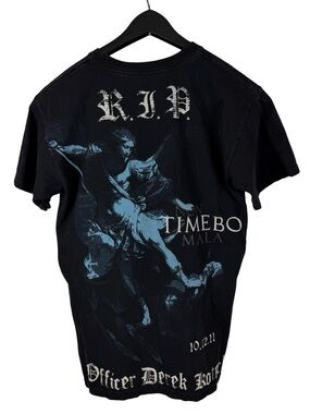 Mens Y2K Ranger Up RIP Officer Derek Angel Grunge Style Black Shirt Size S